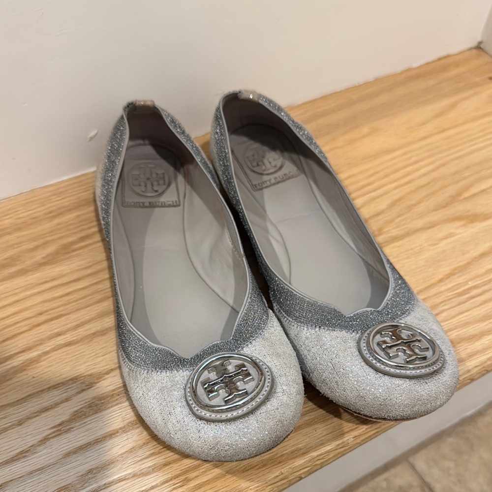Tory Burch Women's Silver Ballet Flats